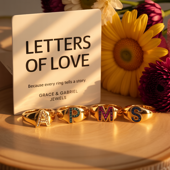 Grace - Gold Stainless Steel Initial Ring